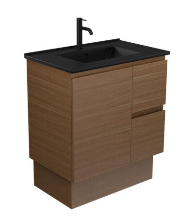 Dolce Matte Black Edge Walnut 750 Vanity on Kickboard