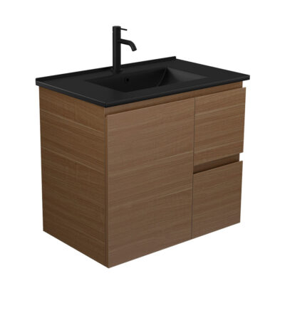 Dolce Matte Black Edge Walnut 750 Wall Hung Vanity