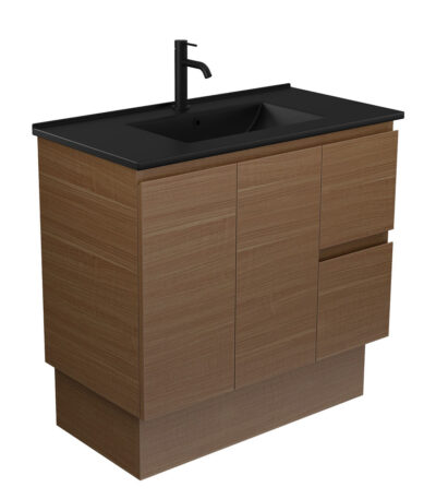 Dolce Matte Black Edge Walnut 900 Vanity on Kickboard