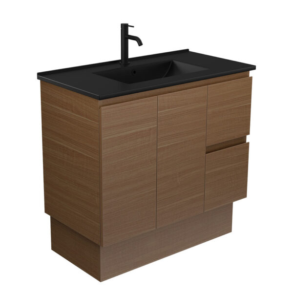 Dolce Matte Black Edge Walnut 900 Vanity on Kickboard