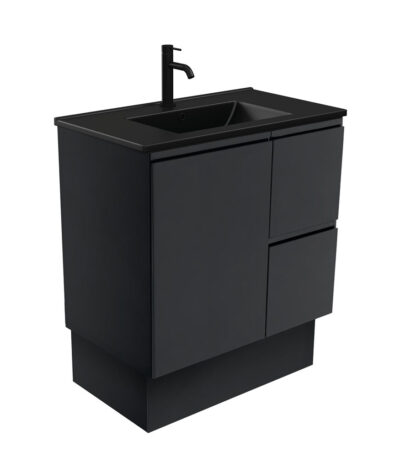 Dolce Matte Black Fingerpull Satin Black 750 Vanity On Kickboard