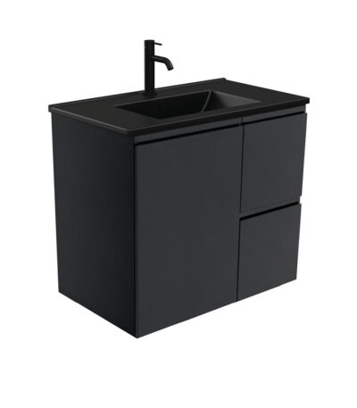 Dolce Matte Black Fingerpull Satin Black 750 Wall-Hung Vanity