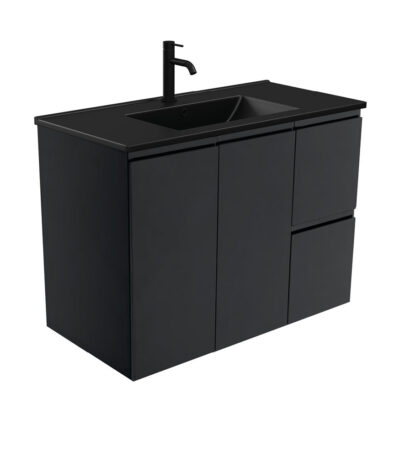 Dolce Matte Black Fingerpull Satin Black 900 Wall-Hung Vanity