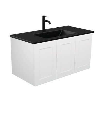 Dolce Matte Black Mila 900 Wall-Hung Vanity, Left Drawer