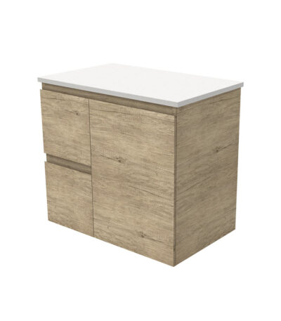 Edge Scandi Oak 750 Wall-Hung Cabinet, Left Hand Drawers
