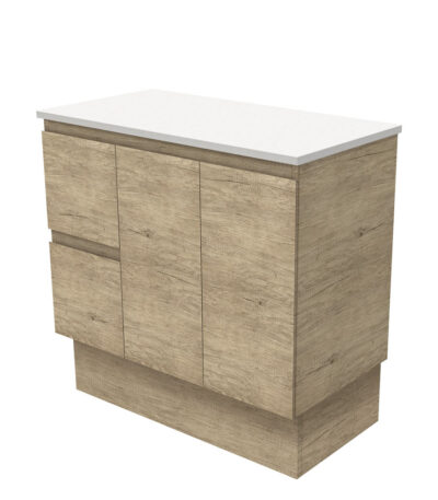 Edge Scandi Oak 900 Cabinet on Kickboard, Left Hand Drawers