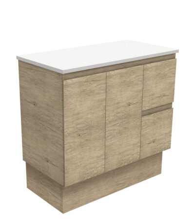 Edge Scandi Oak 900 Cabinet on Kickboard, Right Hand Drawers
