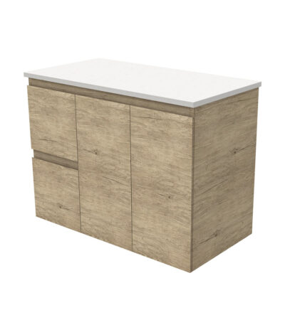 Edge Scandi Oak 900 Wall-Hung Cabinet, Left Hand Drawers