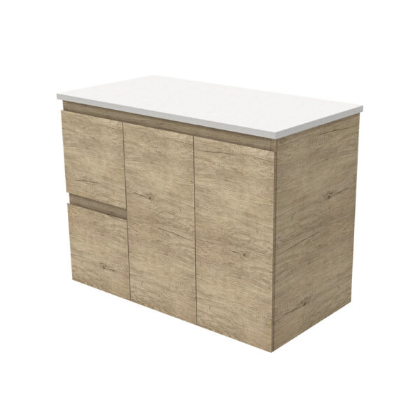 Edge Scandi Oak 900 Wall-Hung Cabinet, Left Hand Drawers