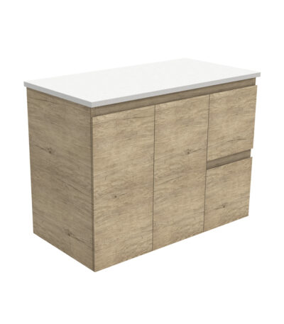 Edge Scandi Oak 900 Wall-Hung Cabinet, Right Hand Drawers