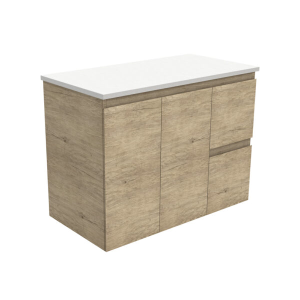 Edge Scandi Oak 900 Wall-Hung Cabinet, Right Hand Drawers