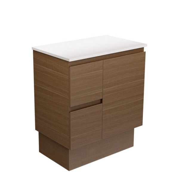 Edge Walnut 750 Cabinet on Kickboard, Left Hand Drawers