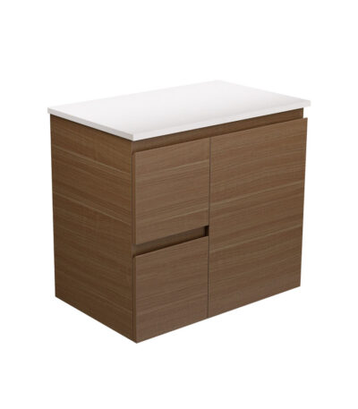 Edge Walnut 750 Wall-Hung Cabinet, Left Hand Drawers