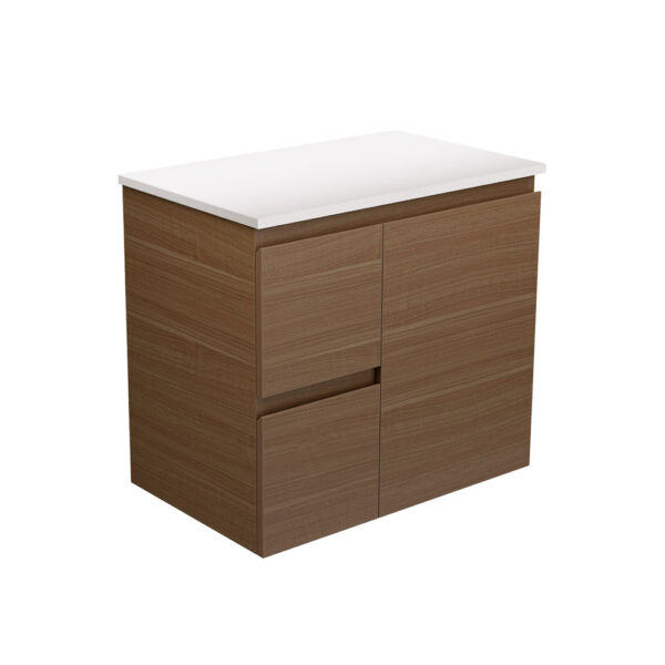 Edge Walnut 750 Wall-Hung Cabinet, Left Hand Drawers