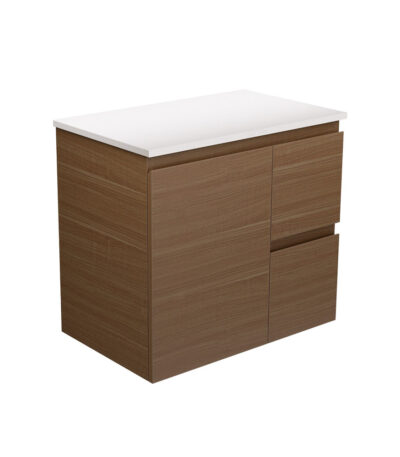 Edge Walnut 750 Wall-Hung Cabinet, Right Hand Drawers
