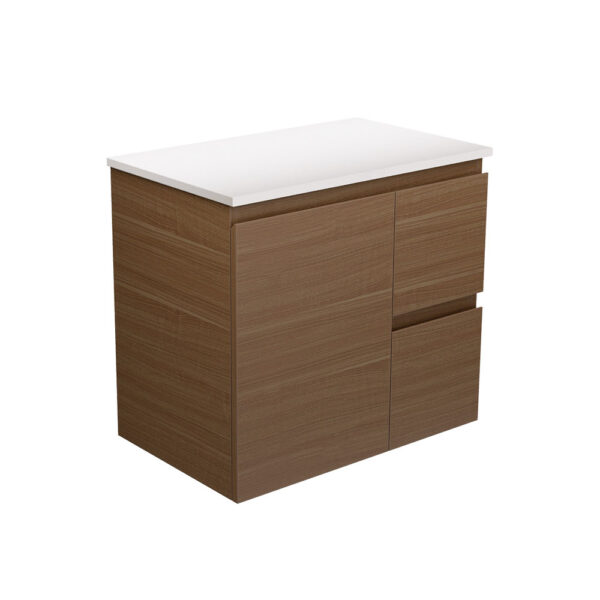 Edge Walnut 750 Wall-Hung Cabinet, Right Hand Drawers