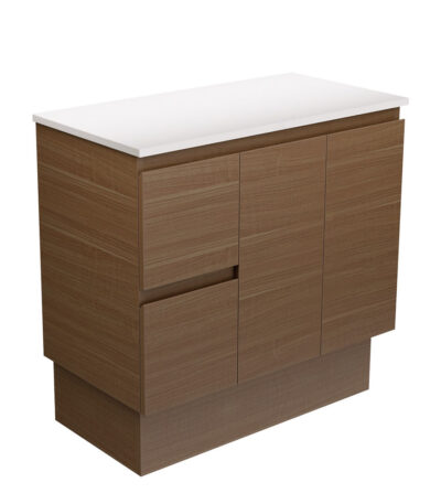 Edge Walnut 900 Cabinet on Kickboard, Left Hand Drawers