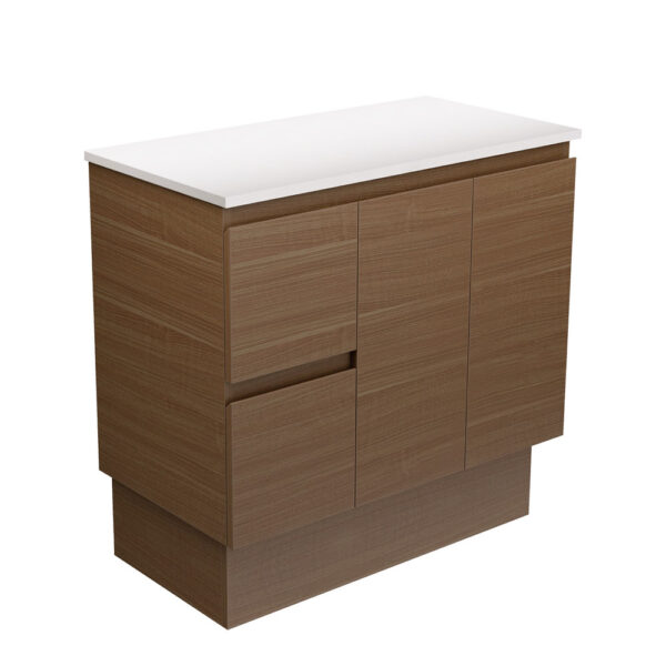 Edge Walnut 900 Cabinet on Kickboard, Left Hand Drawers