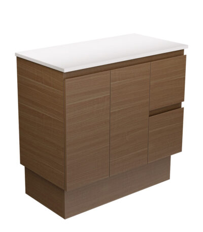 Edge Walnut 900 Cabinet on Kickboard, Right Hand Drawers