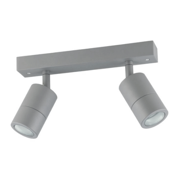 Eglo Fremantle 2 Light Adjustable Outdoor Ceiling Light Silver Grey