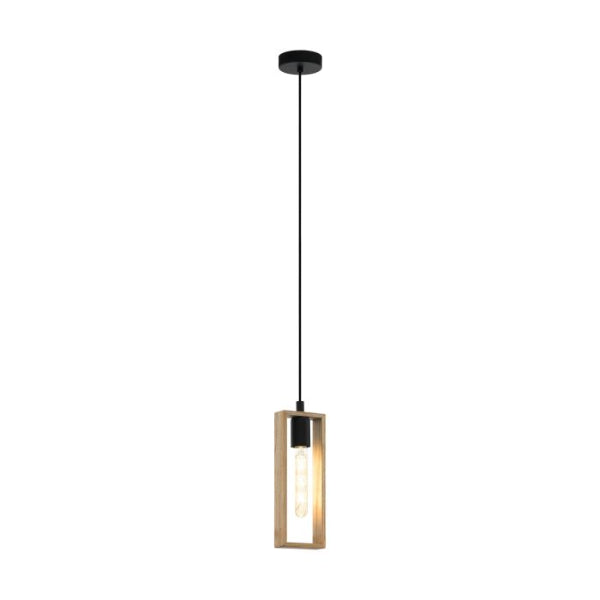 Eglo Littleton ES 1 Light Pendant Wood/Black