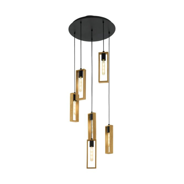 Eglo Littleton ES 5 Light Pendant Wood/Black