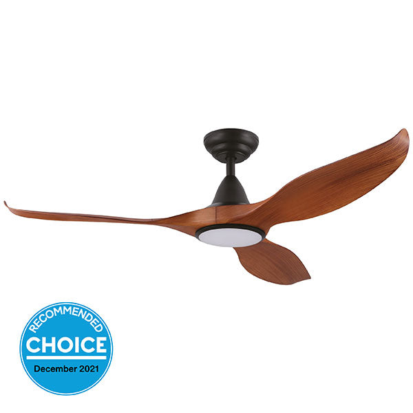 Eglo Noosa 52in 132cm DC Ceiling Fan with 18W LED CCT Light - Black with Teak Finish