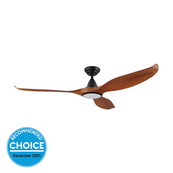 Eglo Noosa 60in 152cm DC Ceiling Fan with 18W LED CCT Light - Black with Teak Finish