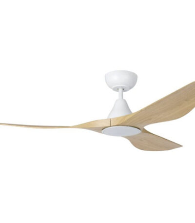 Eglo Surf 52in 132cm Ceiling Fan with 20W LED CCT Light - White with Oak Finish