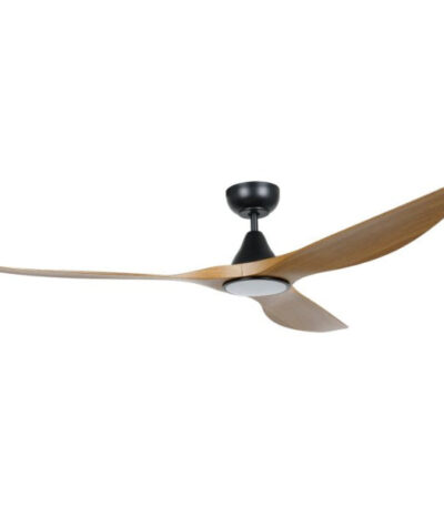 Eglo Surf 60in 152cm Ceiling Fan with 20W LED CCT Light - Black with Teak Finish