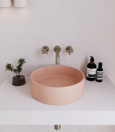 Eight Quarters 390mm Concrete Circle Above Counter Basin - Blush