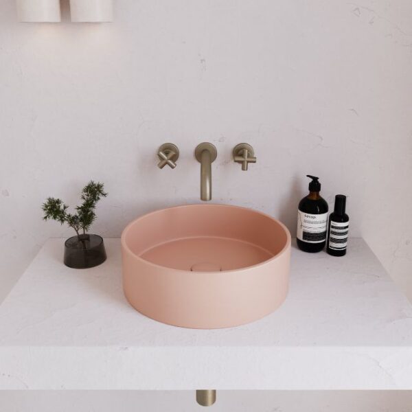 Eight Quarters 390mm Concrete Circle Above Counter Basin - Blush