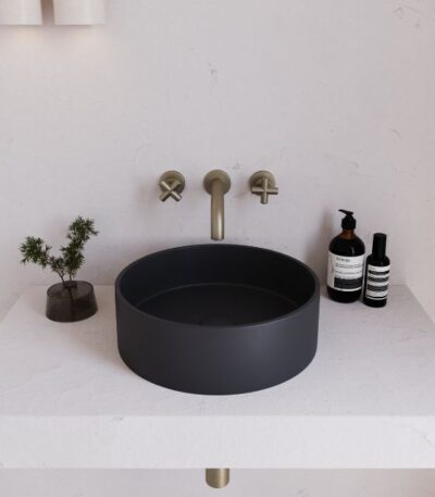 Eight Quarters 390mm Concrete Circle Above Counter Basin - Charcoal