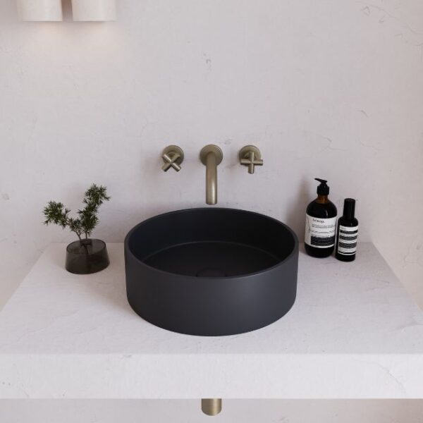 Eight Quarters 390mm Concrete Circle Above Counter Basin - Charcoal