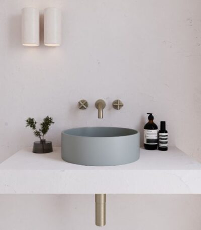Eight Quarters 390mm Concrete Circle Above Counter Basin - Grey