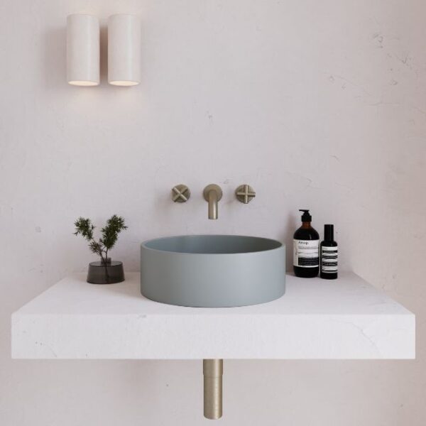 Eight Quarters 390mm Concrete Circle Above Counter Basin - Grey