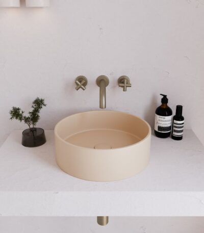 Eight Quarters 390mm Concrete Circle Above Counter Basin - Oat