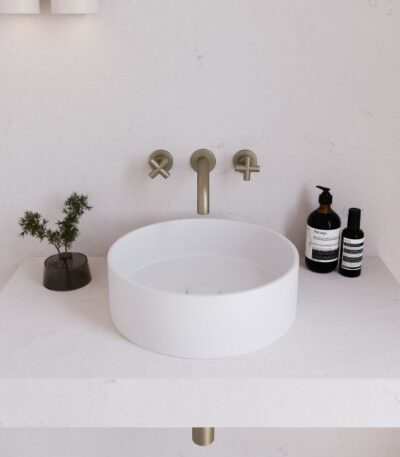 Eight Quarters 390mm Concrete Circle Above Counter Basin - White