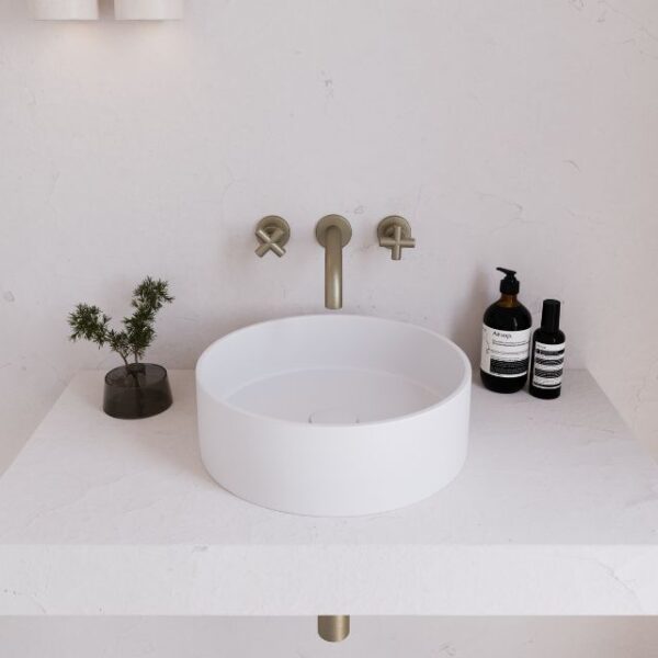 Eight Quarters 390mm Concrete Circle Above Counter Basin - White