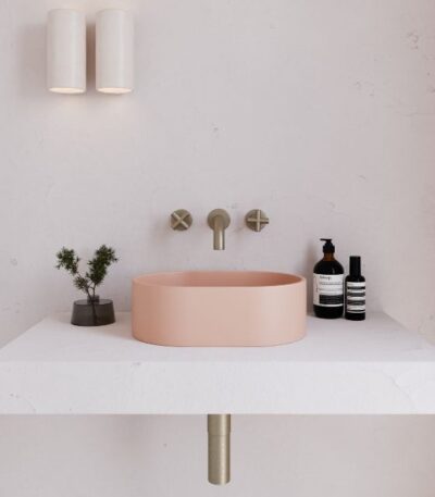 Eight Quarters 400mm x 280mm Concrete Mini Pod Above Counter Basin - Blush
