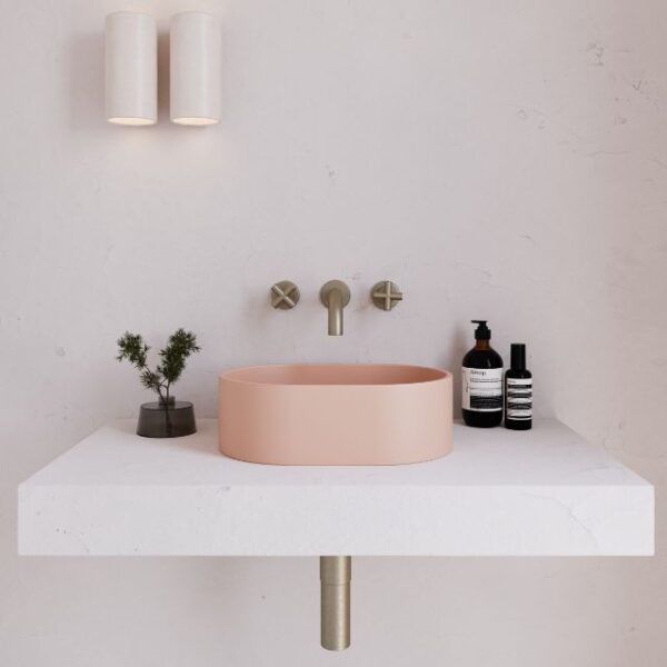 Eight Quarters 400mm x 280mm Concrete Mini Pod Above Counter Basin - Blush