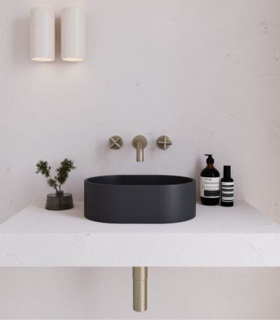 Eight Quarters 400mm x 280mm Concrete Mini Pod Above Counter Basin - Charcoal