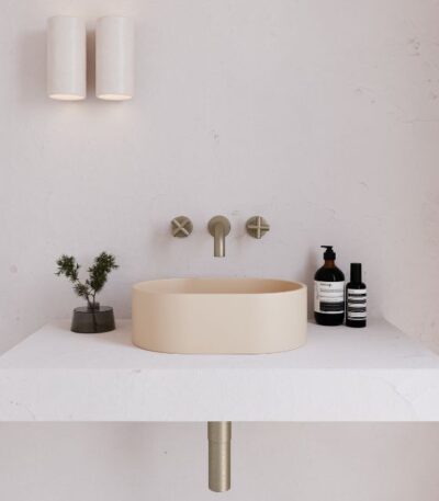 Eight Quarters 400mm x 280mm Concrete Mini Pod Above Counter Basin - Oat