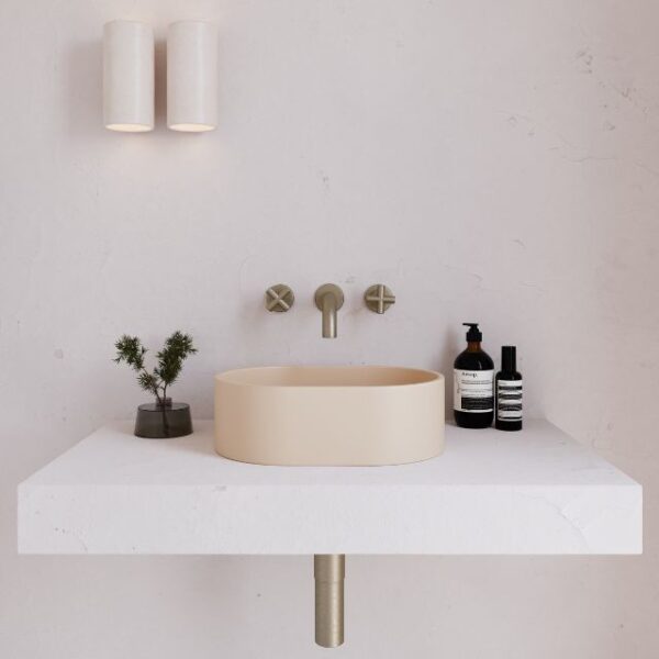 Eight Quarters 400mm x 280mm Concrete Mini Pod Above Counter Basin - Oat