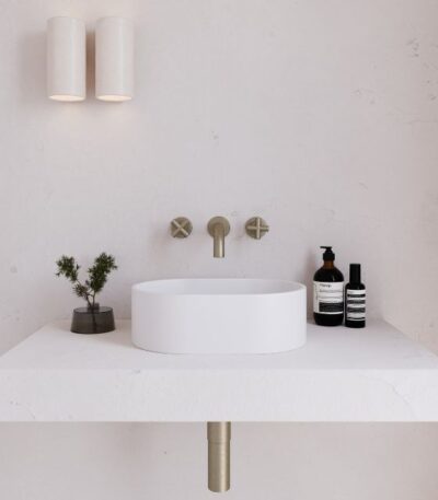 Eight Quarters 400mm x 280mm Concrete Mini Pod Above Counter Basin - White