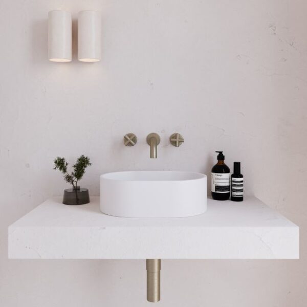 Eight Quarters 400mm x 280mm Concrete Mini Pod Above Counter Basin - White