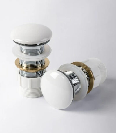 Eight Quarters Gloss White Ceramic Pop Up Waste
