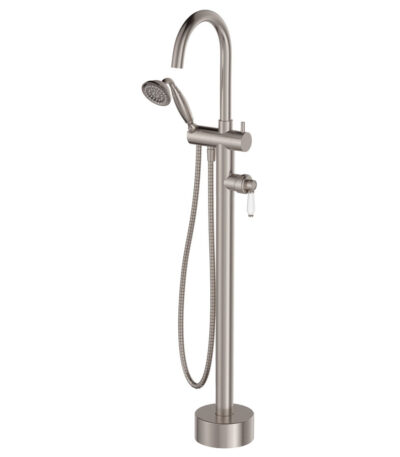 Eleanor Floor Mixer & Shower, Brushed Nickel / Ceramic