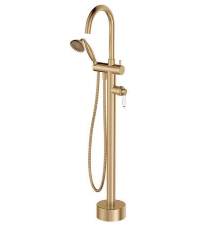 Eleanor Floor Mixer & Shower, Urban Brass / Ceramic