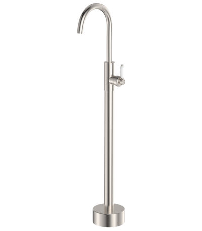 Eleanor Floor Mounted Basin/Bath Mixer, Brushed Nickel / Ceramic